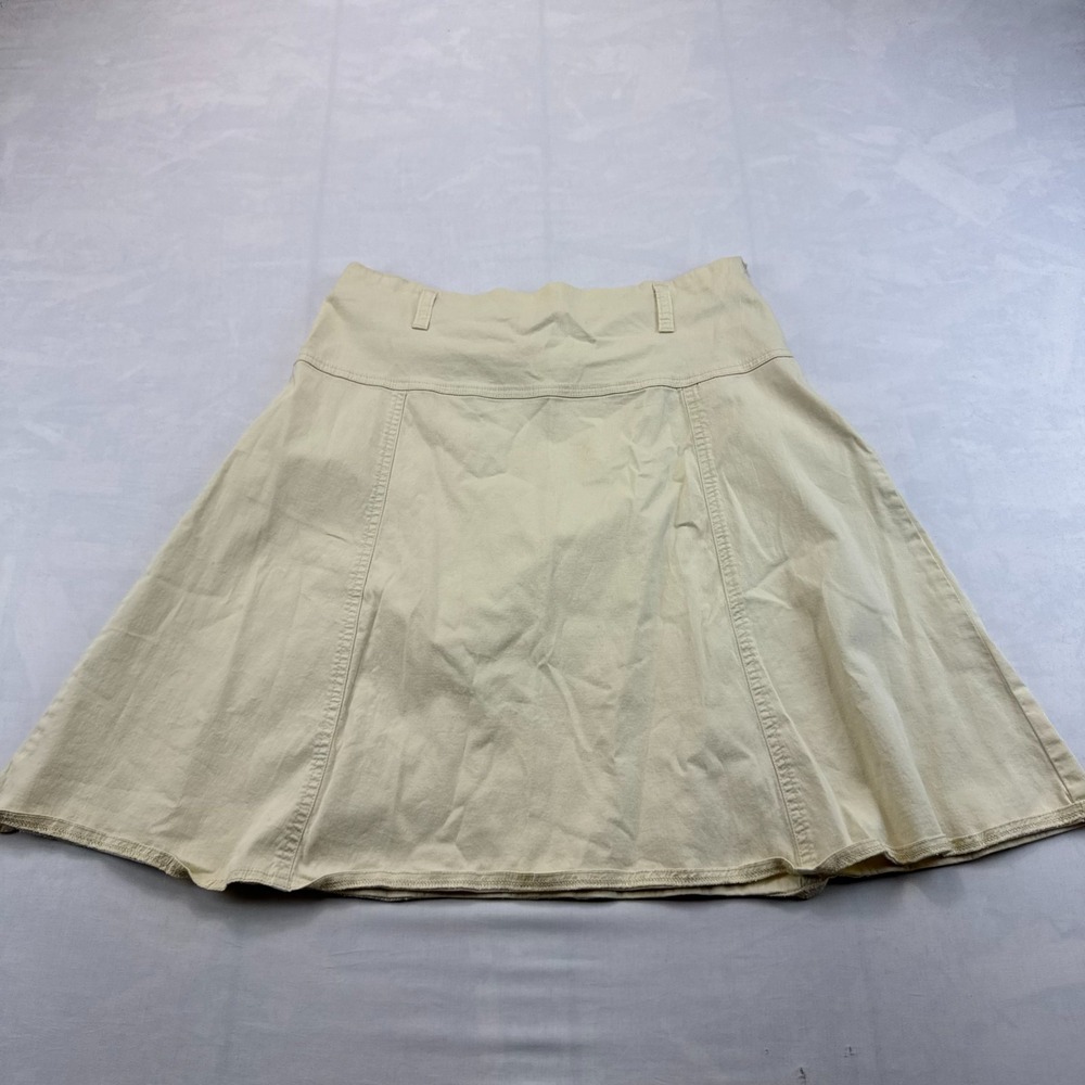 Zena Jeans A-Line Skirt Womens 12 Beige Denim High Waist Paneled Flare Y2K